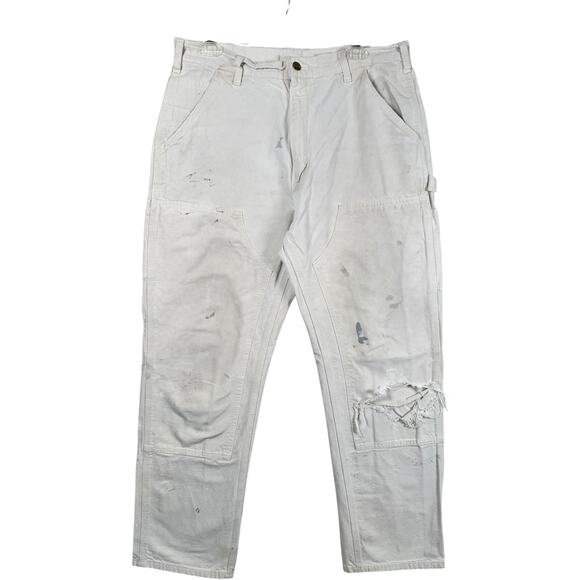 Vintage Carhartt Distressed Double Knee Carpenter Work Pants 34 - Picture 1 of 7